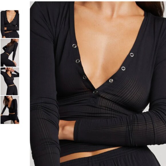 NWOT Negative Underwear Whipped Henley Black Size Small - Picture 1 of 4